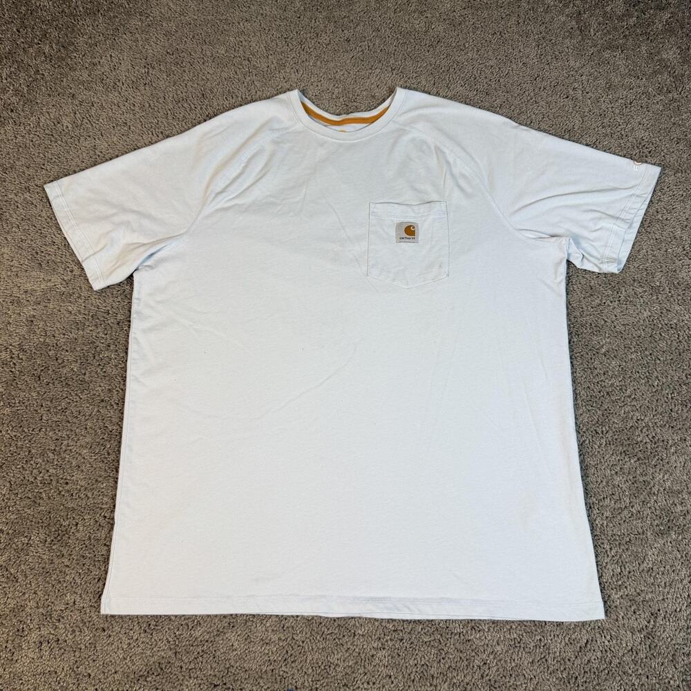 Carhartt Force Shirt Mens XL Light Blue Pocket Logo Relaxed Fit Short Sleeve